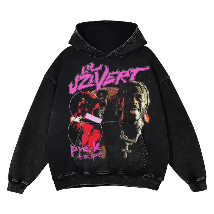 Lil Uzi Vert Collage Aicd Wash Oversized Hoodie