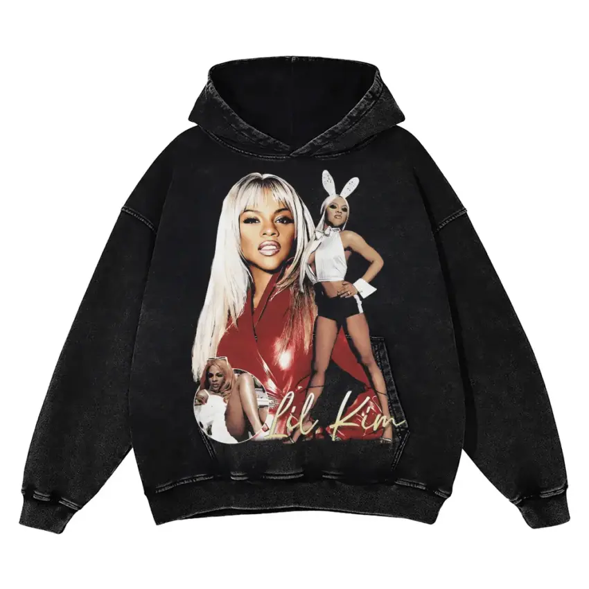 Lil Kim Queen Bee Aicd Wash Oversized Hoodie