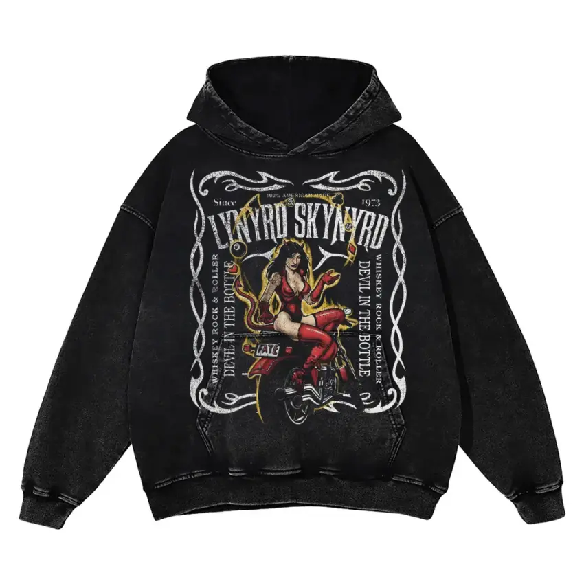 Lynyrd Skynyrd Free Bird Aicd Wash Oversized Hoodie