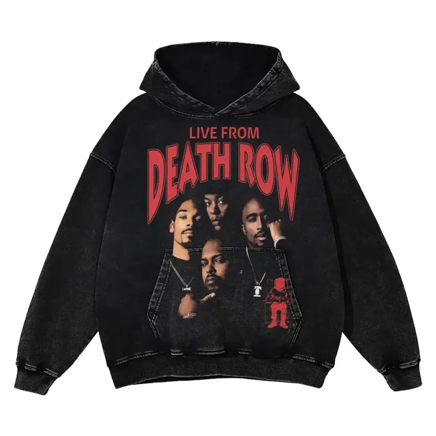 Live From Death Row Aicd Wash Oversized Hoodie