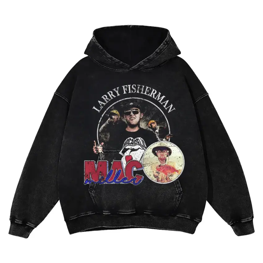 Mac Miller Larry Fisherman Aicd Wash Oversized Hoodie