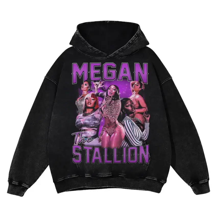 Megan Thee Stallion Hot Girl Aicd Wash Oversized Hoodie
