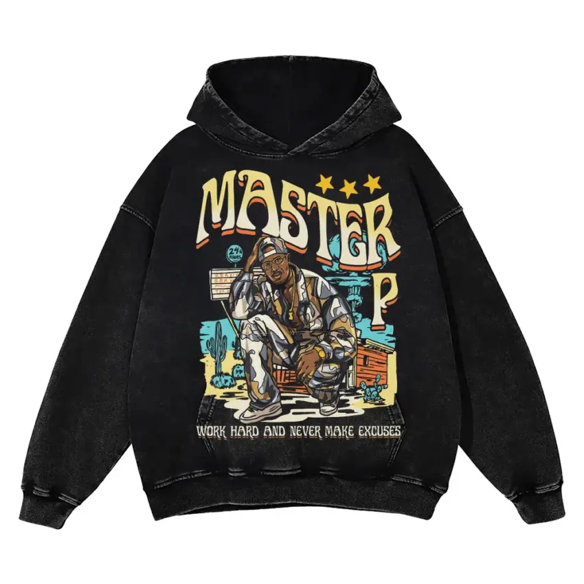 Master P Work Hard Aicd Wash Oversized Hoodie