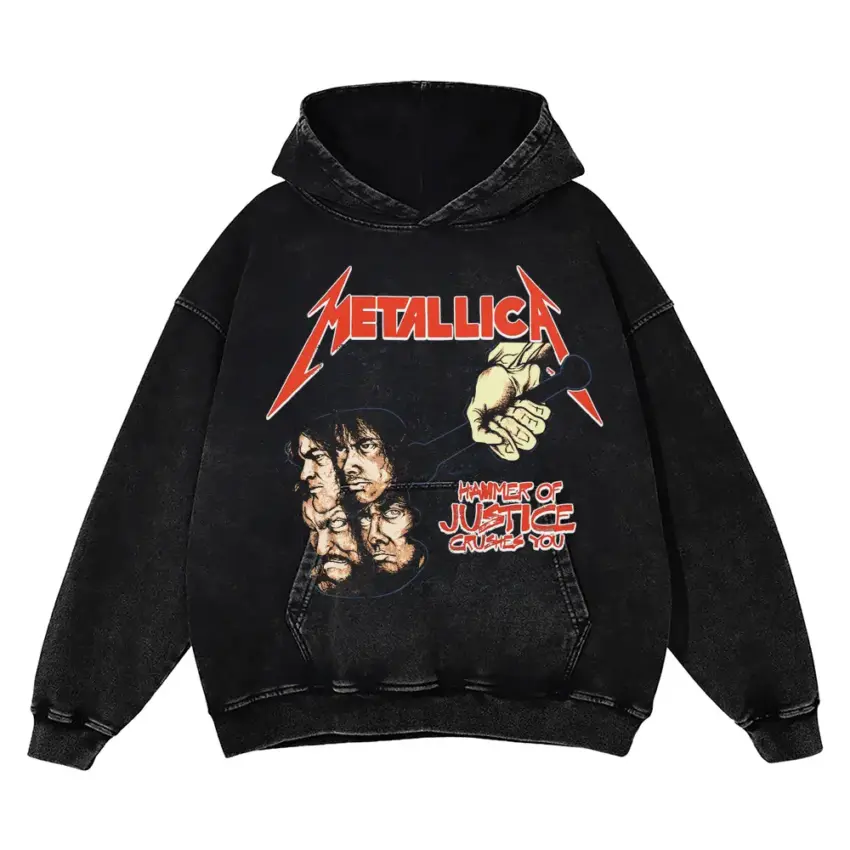 Metallica Puppets Crew Aicd Wash Oversized Hoodie