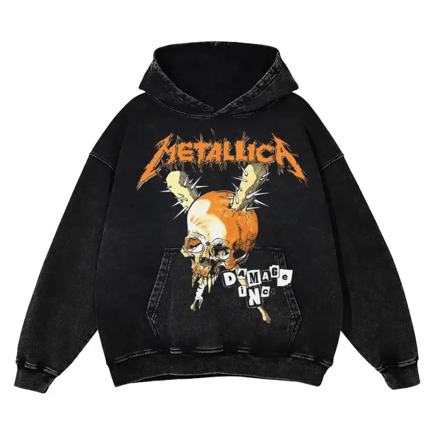 Metallica Damage Inc Aicd Wash Oversized Hoodie