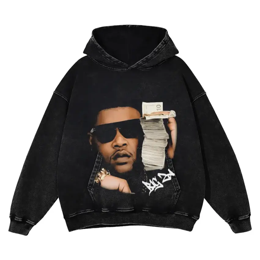 Moneybagg Yo Federal Aicd Wash Oversized Hoodie
