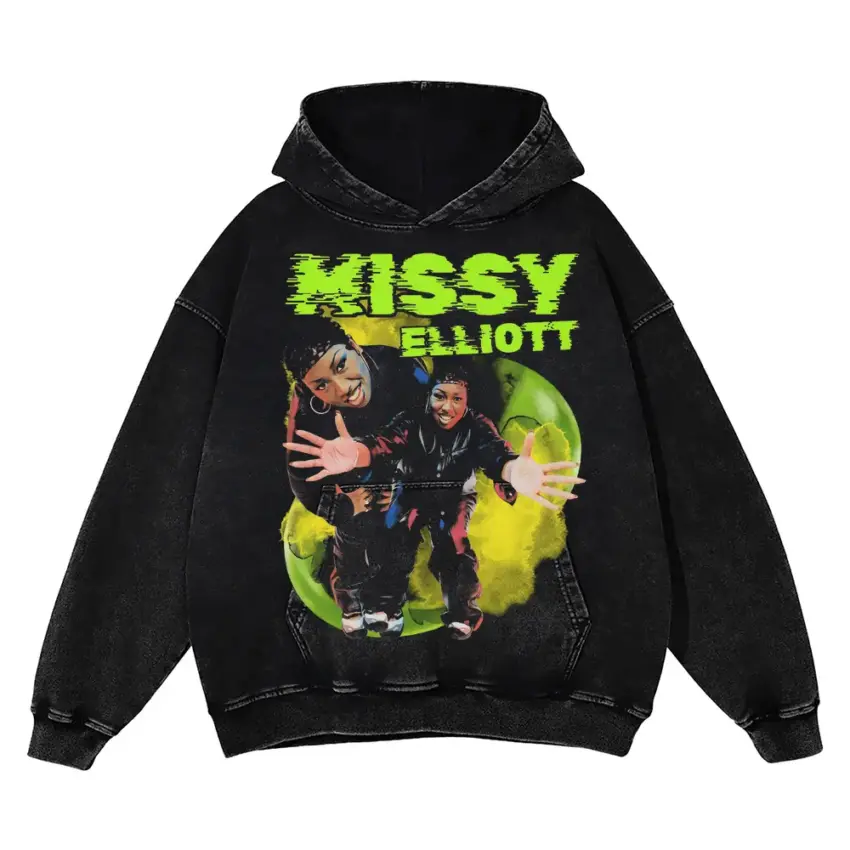 Missy Elliott Supa Dupa Fly Aicd Wash Oversized Hoodie