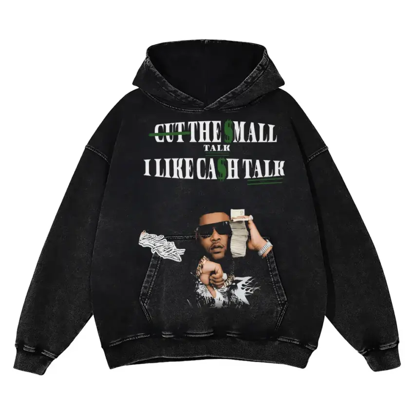 Moneybagg Cash Talk Aicd Wash Oversized Hoodie