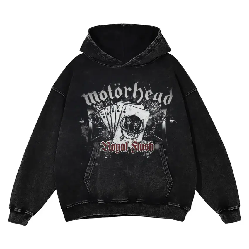 Motorhead The Ace Of Spades Aicd Wash Oversized Hoodie