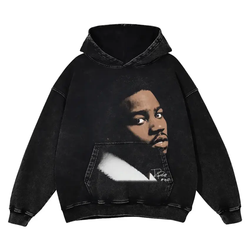 Nas Illmatic Portrait Aicd Wash Oversized Hoodie