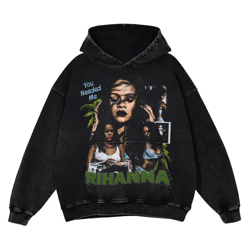 Needed Me Rihanna Aicd Wash Oversized Hoodie