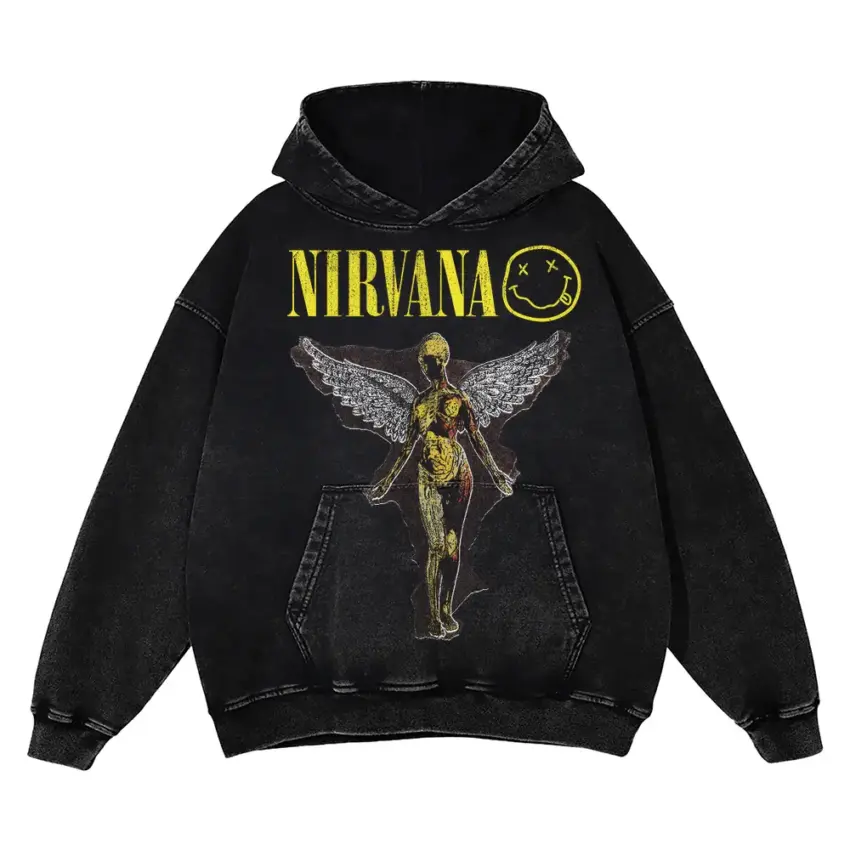Nirvana In Utero Angel Aicd Wash Oversized Hoodie