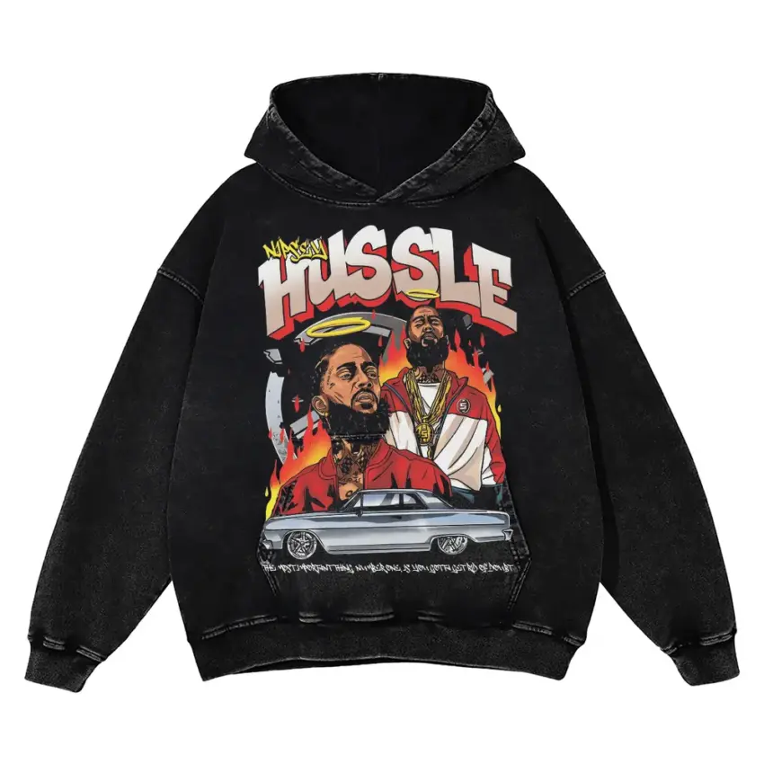 Nipsey Hussle Victory Lap Aicd Wash Oversized Hoodie