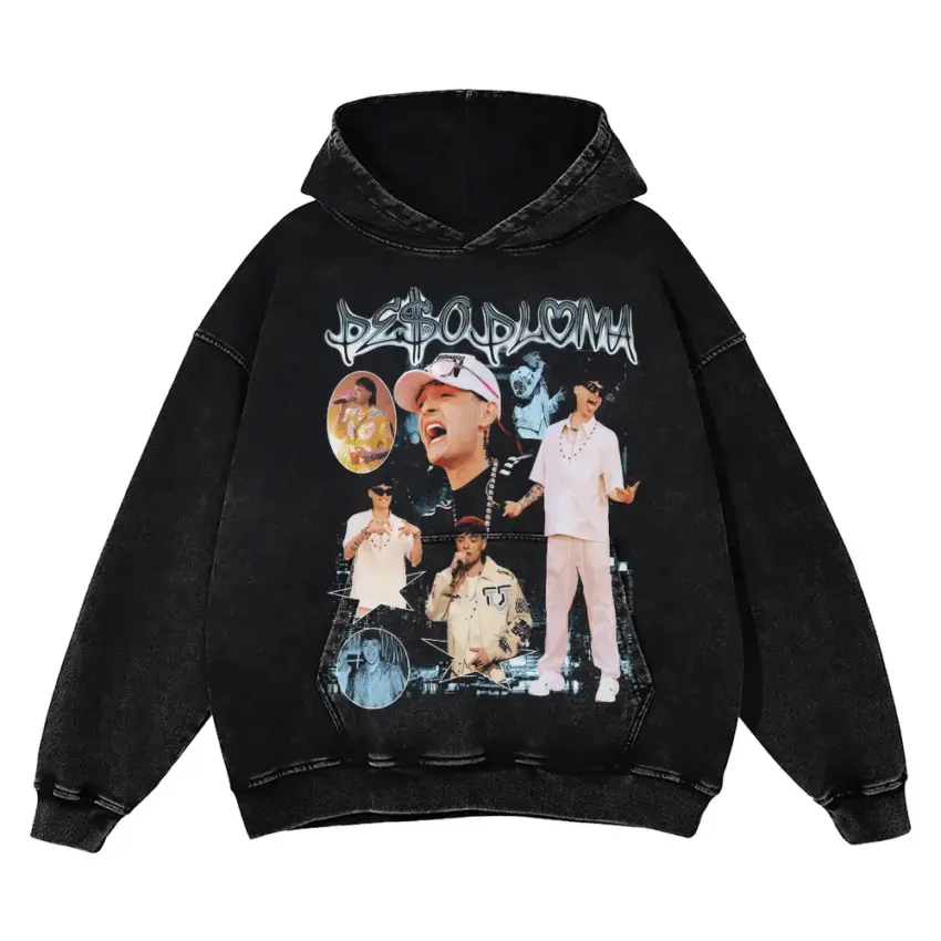 Peso Pluma El Belicon Aicd Wash Oversized Hoodie