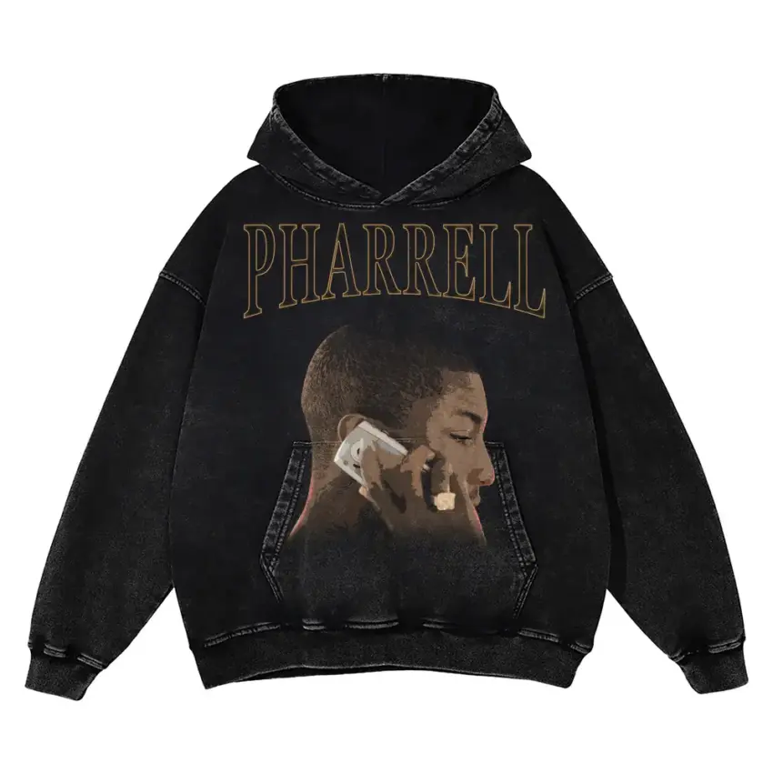 Pharrell Happy Call Aicd Wash Oversized Hoodie