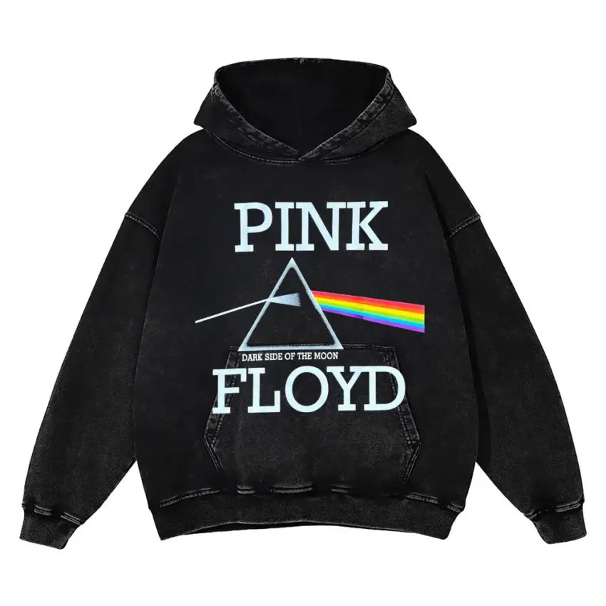 Pink Floyd Dark Side Of The Moon Aicd Wash Oversized Hoodie