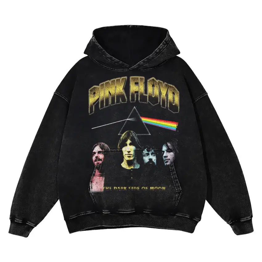 Pink Floyd The Dark Side Aicd Wash Oversized Hoodie