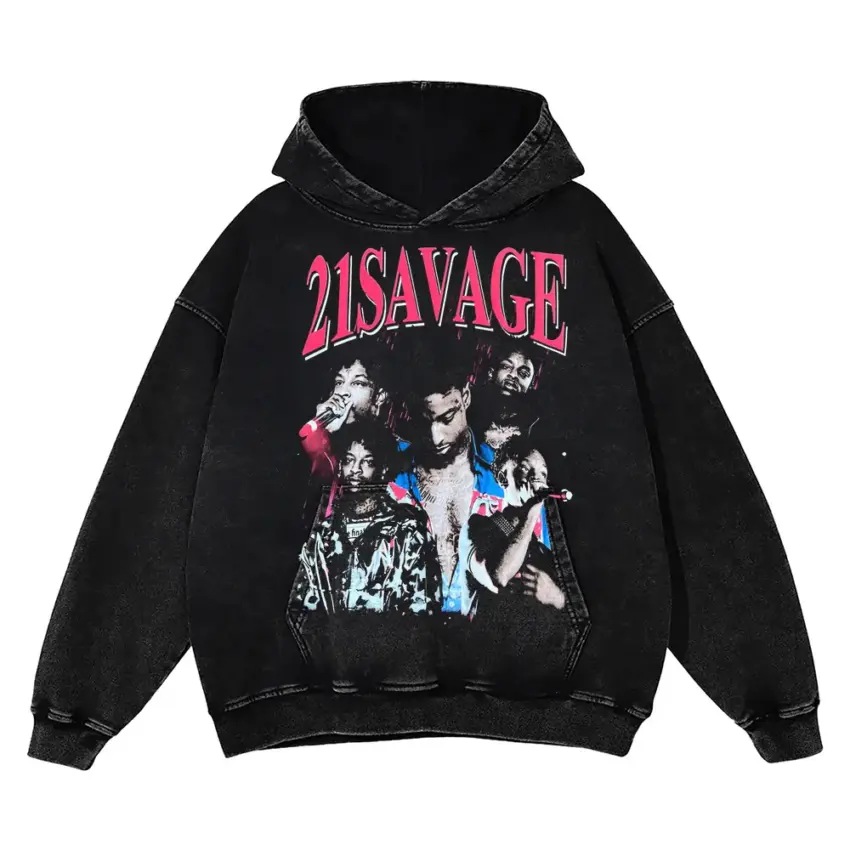 Pink Savage Aesthetic Aicd Wash Oversized Hoodie