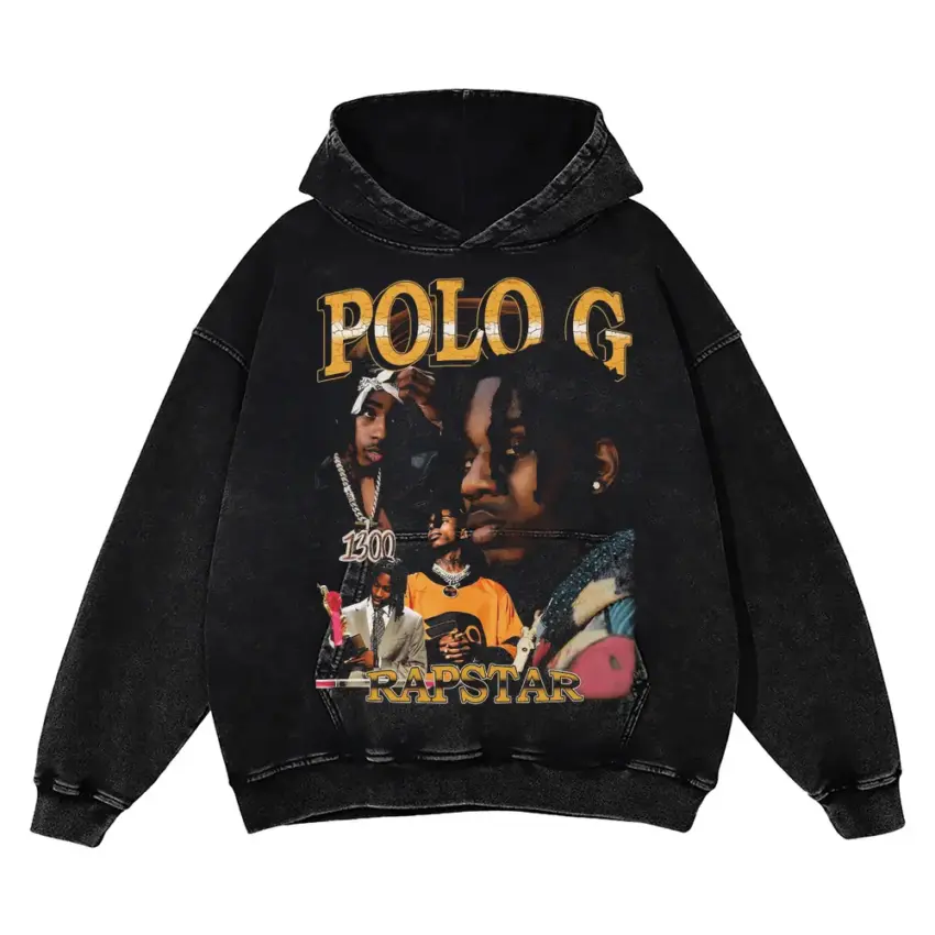 Polo G Hall Of Fame Aicd Wash Oversized Hoodie
