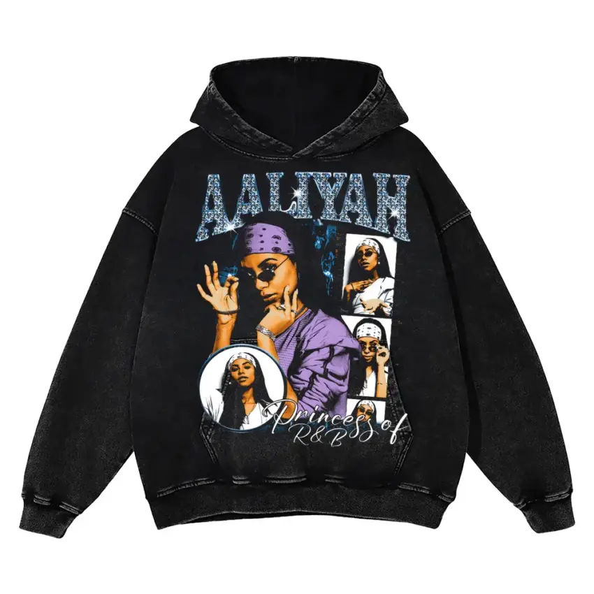 Princess Of RNB Aicd Wash Oversized Hoodie