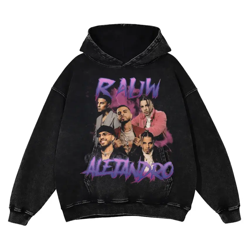Rauw Alejandro Saturno World Tour Aicd Wash Oversized Hoodie