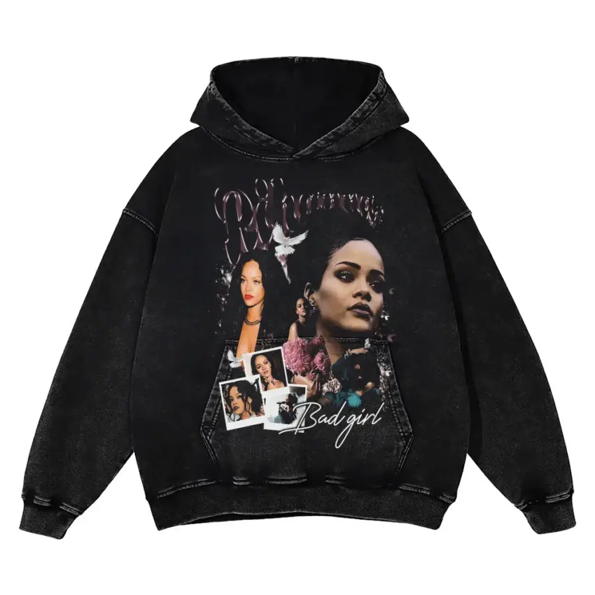 Rihanna Bad Gal Riri Aicd Wash Oversized Hoodie