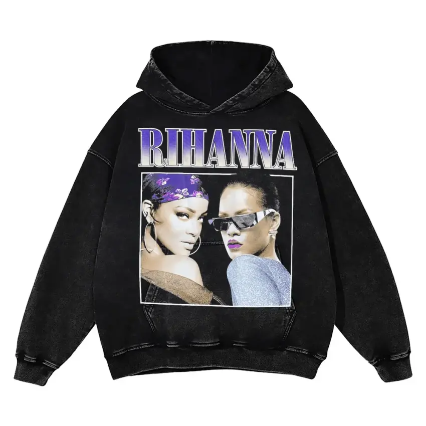 Rihanna Double Vision Aicd Wash Oversized Hoodie