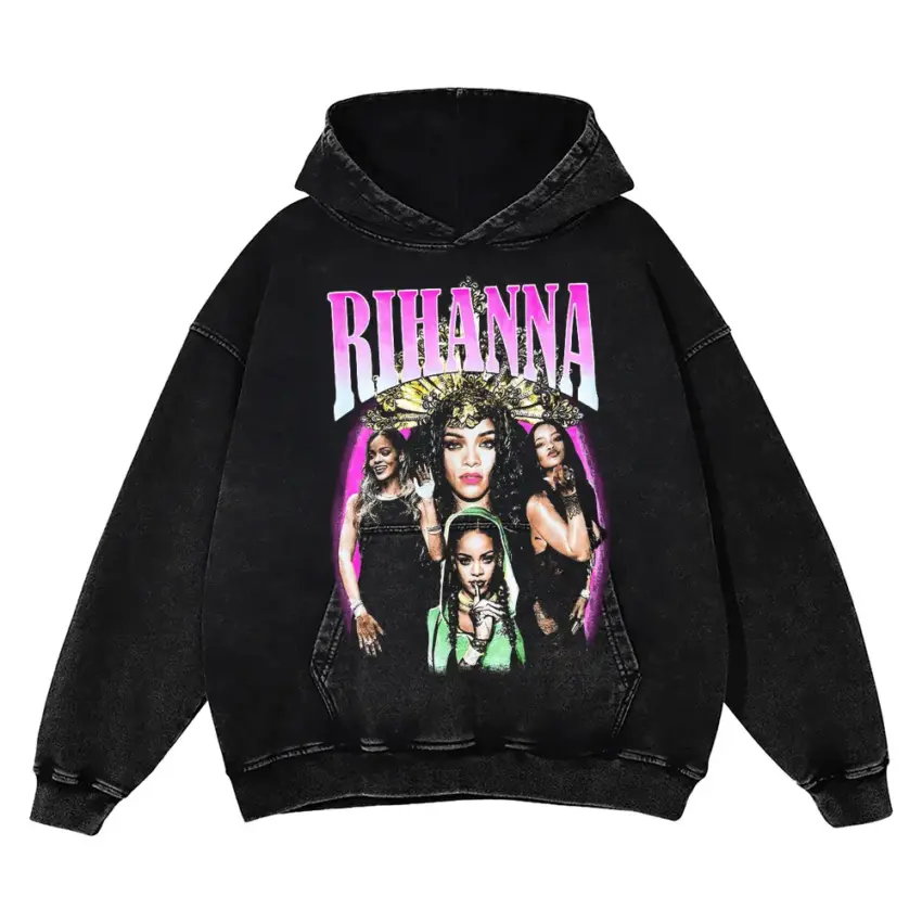 Rihanna Loud Era Tribute Aicd Wash Oversized Hoodie