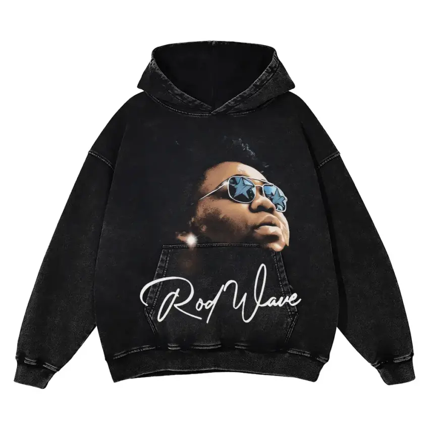 Rod Wave Soulfly Signature Aicd Wash Oversized Hoodie