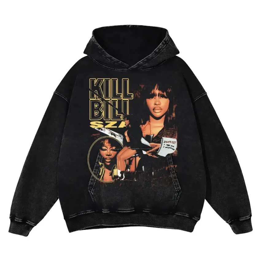 SZA Kill Bill Tribute Aicd Wash Oversized Hoodie