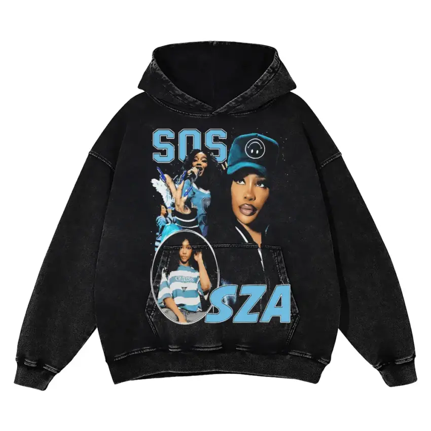 SZA SOS Lifeguard Tribute Aicd Wash Oversized Hoodie
