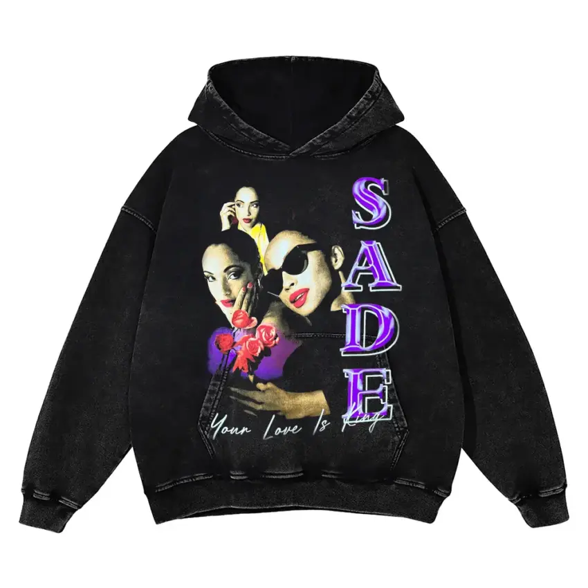 Sade Your Love Is King Aicd Wash Oversized Hoodie