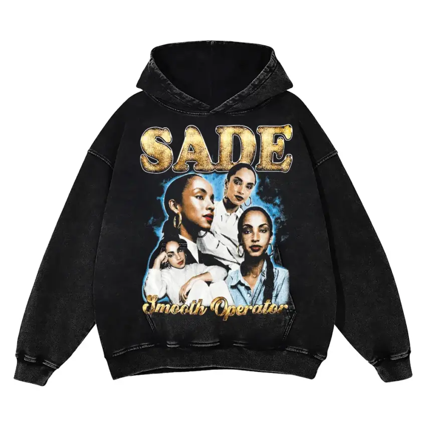 Sade Smooth Operator Collage Aicd Wash Oversized Hoodie
