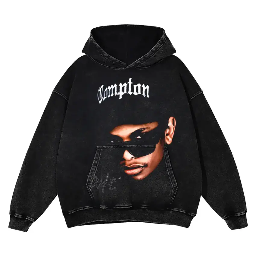Straight Outta Compton Aicd Wash Oversized Hoodie