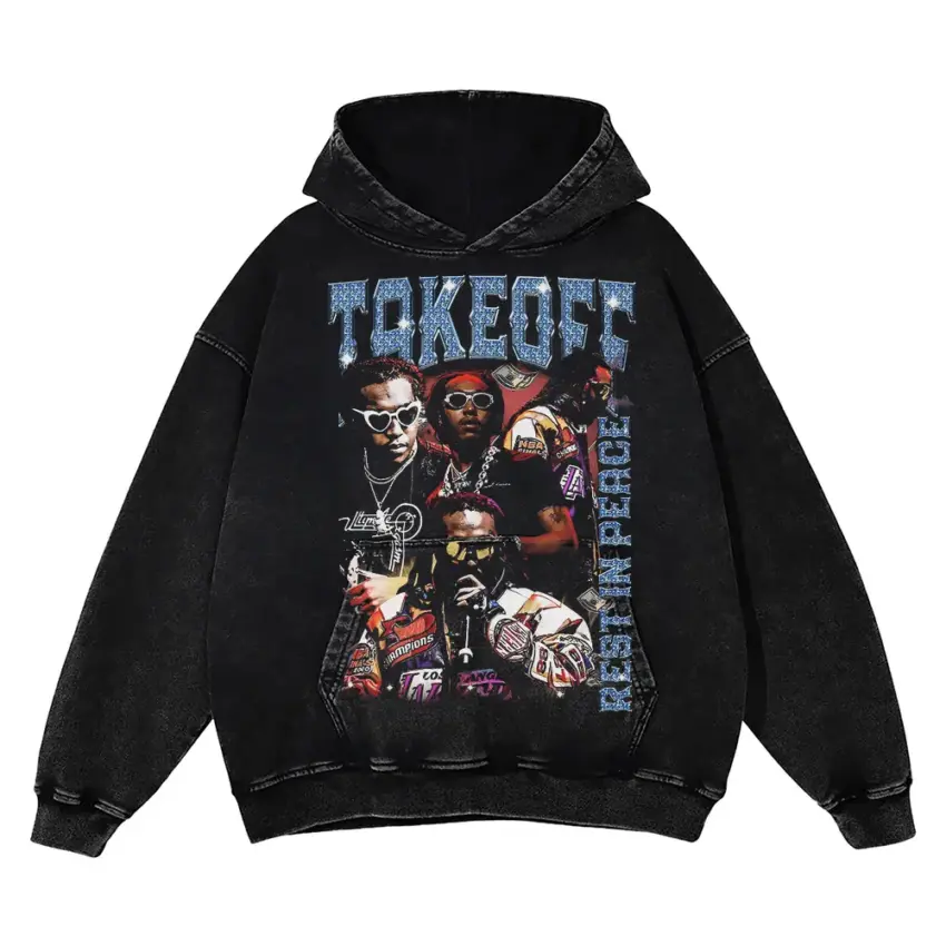 Takeoff Rest In Peace Aicd Wash Oversized Hoodie