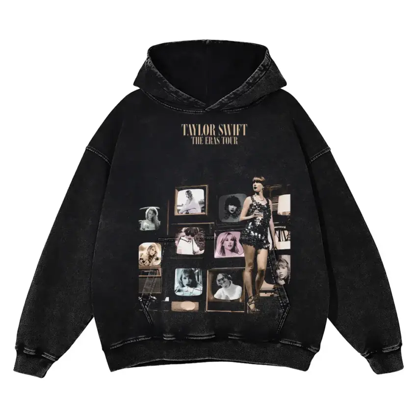 Taylor Swift Eras On TV Aicd Wash Oversized Hoodie