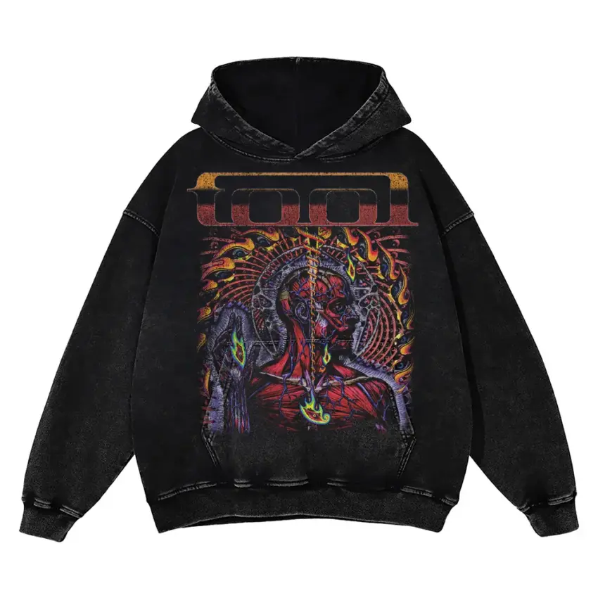 Tool Band Art Aicd Wash Oversized Hoodie