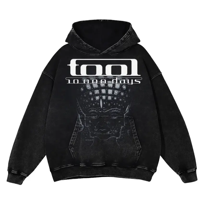 Tool 10000 Days Aicd Wash Oversized Hoodie