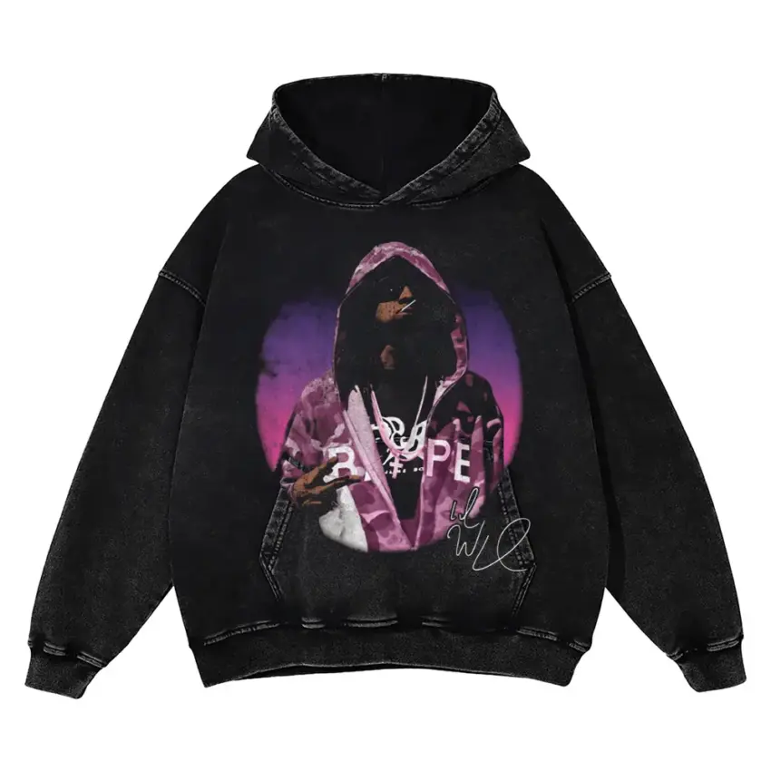 Uzi Vert Signature Style Aicd Wash Oversized Hoodie