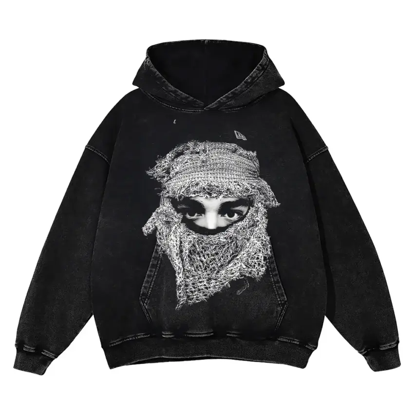 Woven Mask Mystic Aicd Wash Oversized Hoodie