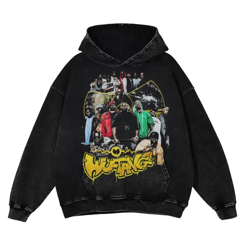 Wu Tang Clan Enter The 36 Chambers Aicd Wash Oversized Hoodie