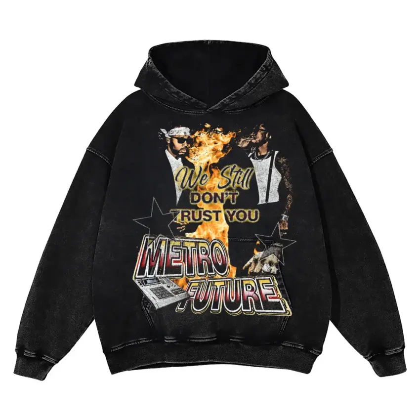We Dont Trust You Aicd Wash Oversized Hoodie