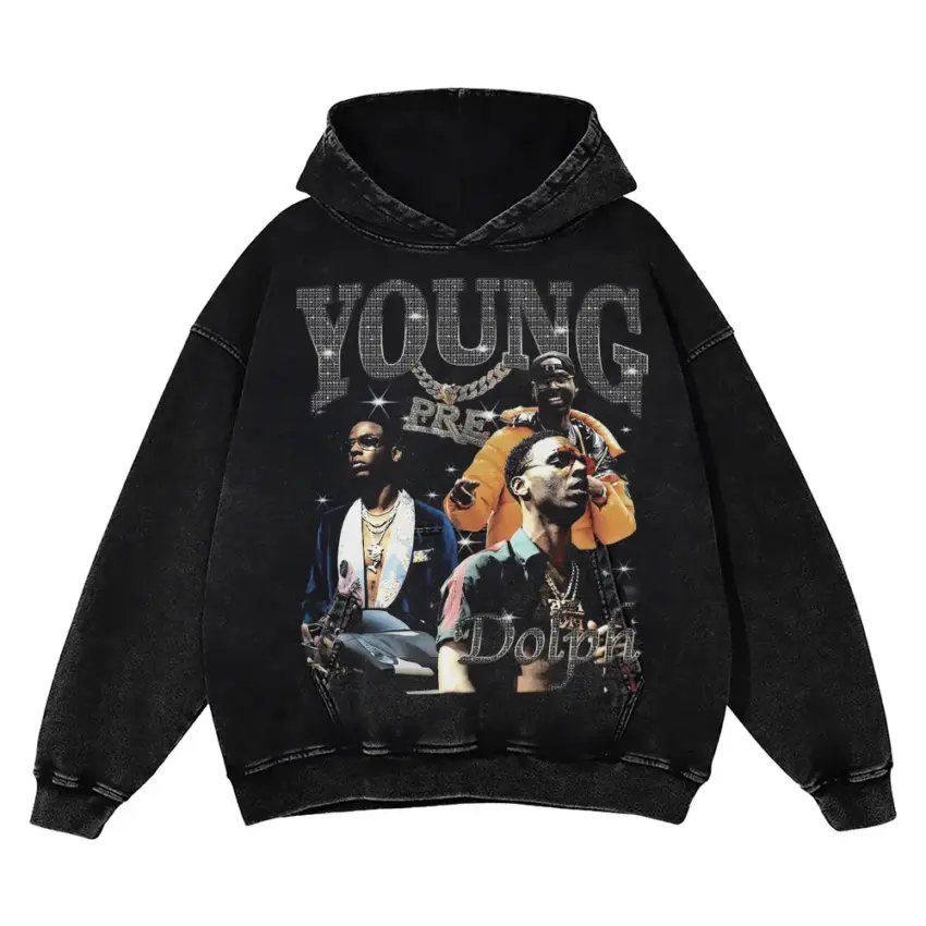 Young Dolph Role Model Aicd Wash Oversized Hoodie