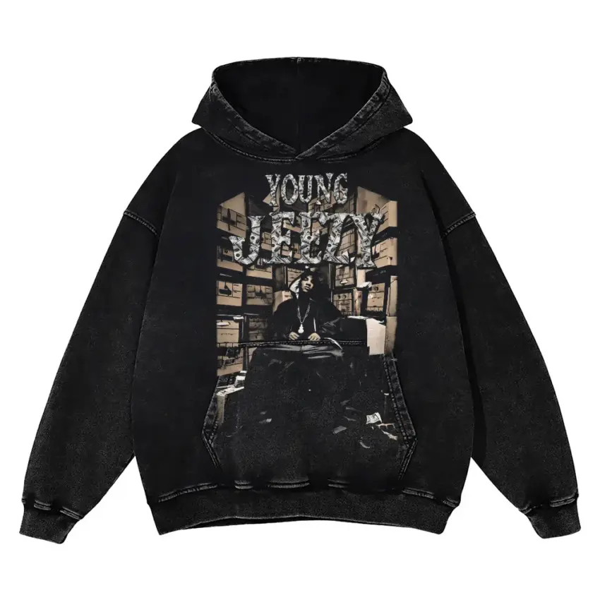 Young Jeezy Thug Motivation Aicd Wash Oversized Hoodie