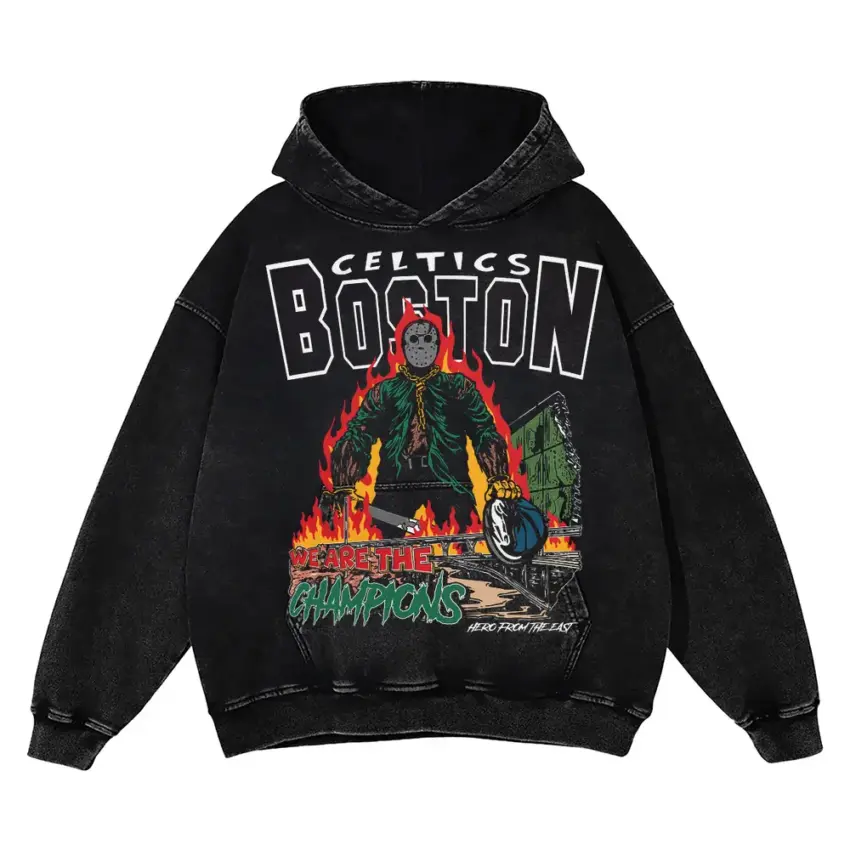 Boston Celtics Banner 18 Tribute Aicd Wash Oversized Hoodie