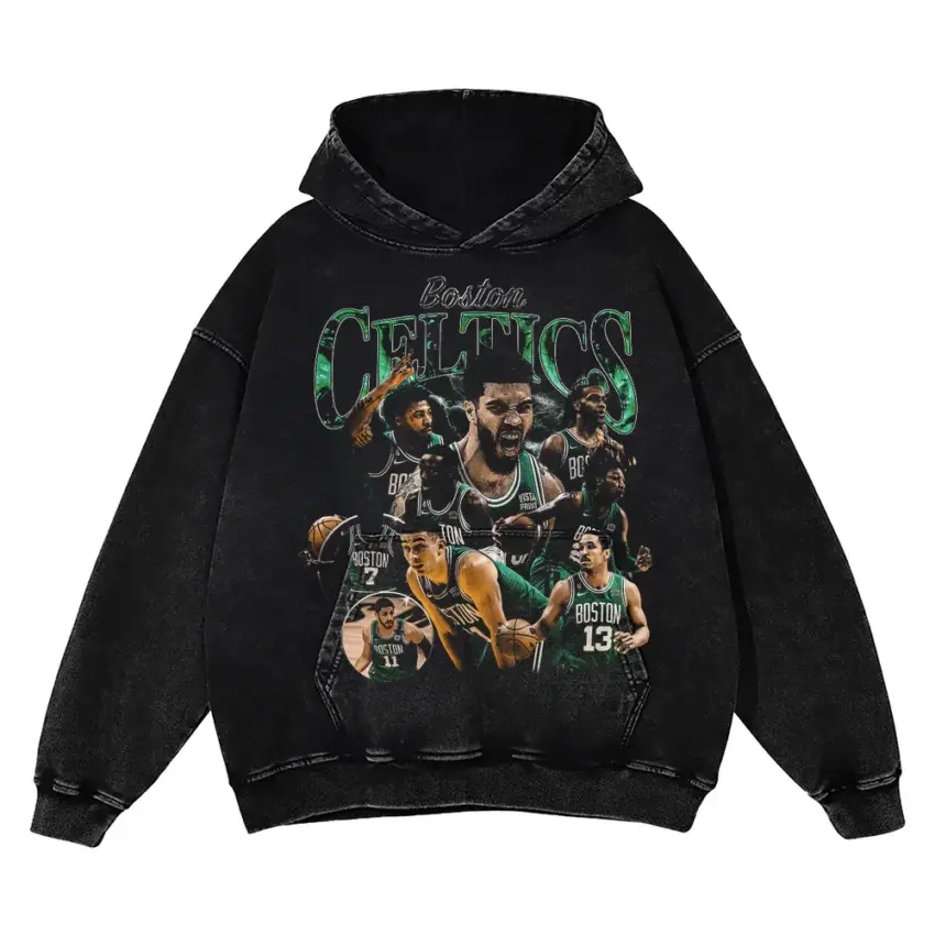 Boston Celtics Tatum And Brown Era Aicd Wash Oversized Hoodie