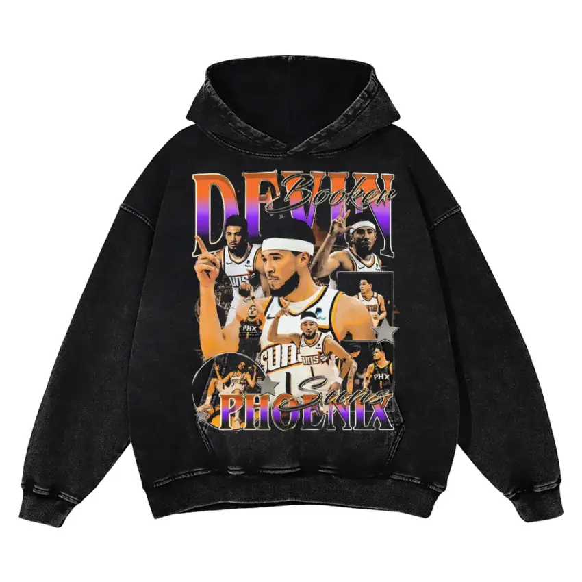 Devin Booker The Phoenix Suns Franchise Aicd Wash Oversized Hoodie