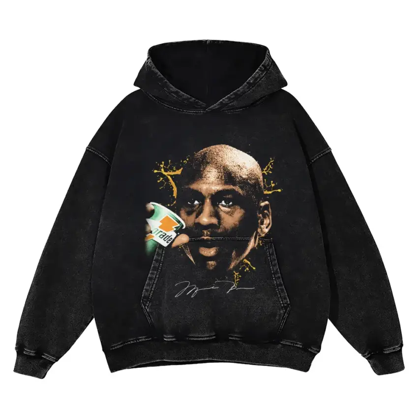 Michael Jordan Portrait Of A Goat Aicd Wash Oversized Hoodie