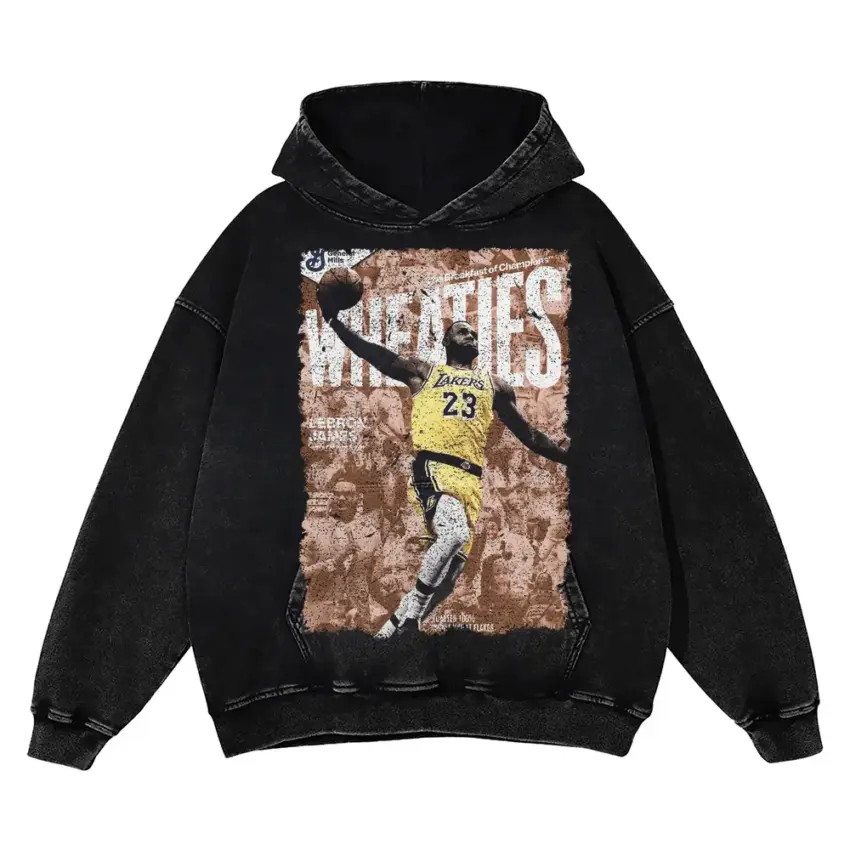 Michael Jordan Wheaties Box Legend Aicd Wash Oversized Hoodie