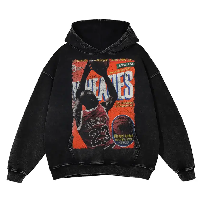 Michael Jordan The Wheaties Glow Aicd Wash Oversized Hoodie